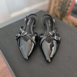 Madden Girl Black Patent Flats with Buckle Straps